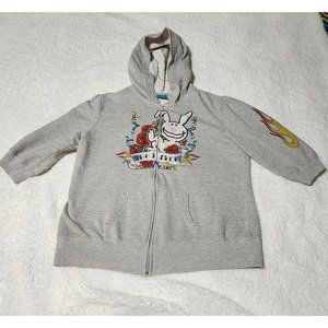 Vintage Happy Bunny Hoodie 3/4 sleeves